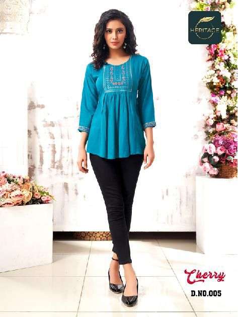 Heritage-cherry-rayon-slub-sequence-embroidery-work- Designer-short-kurti-005